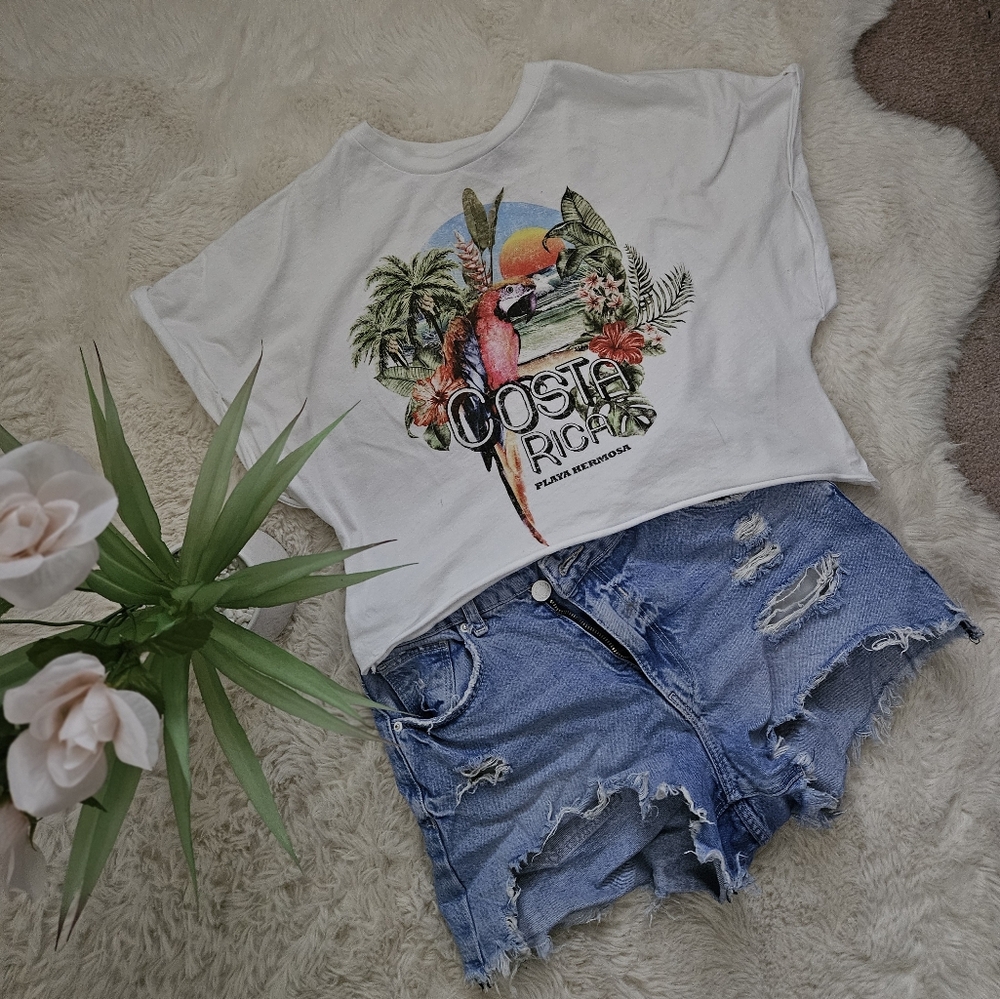 Crop Short Sleeve white tee